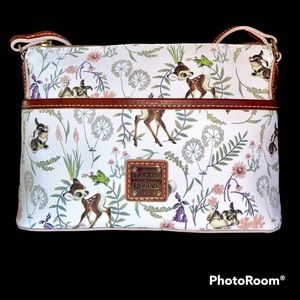 Dooney Bourke Bambi Crossbody White Coated Cotton Leather Strap Like New!
